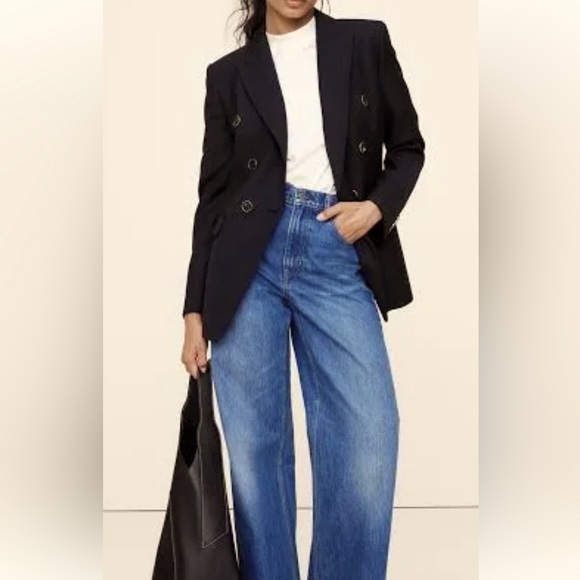 NEW $250 BR Women's Black Double-Breasted wool blend Blazer size 8P